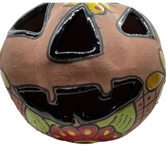 Talavera Mexican Pottery Jack O` Lantern Pumpkin Halloween Large Folk Art Decor - Picture 2 of 9